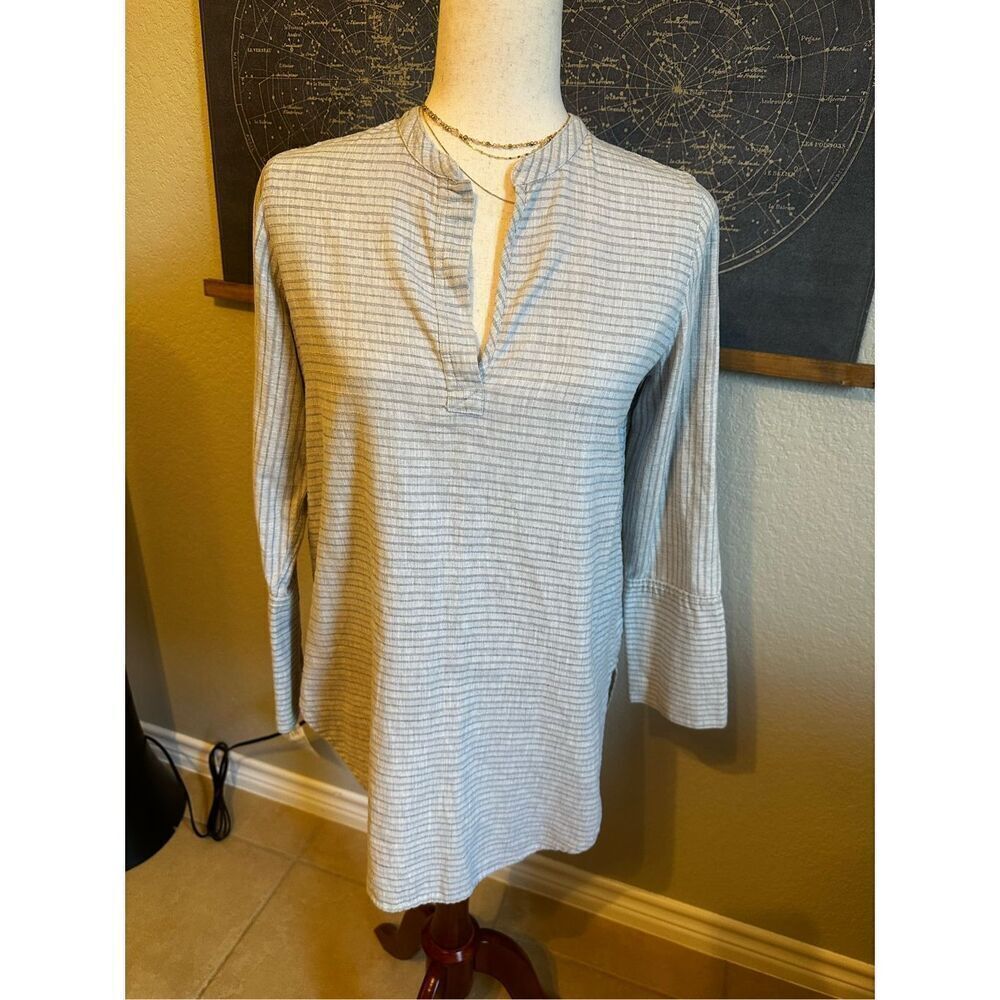 Madewell Split Cuff Gray Cotton Tunic Women Top Weathered Concrete Size XS H3939